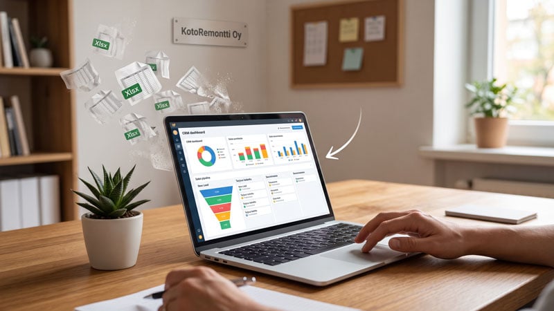 CRM-järjestelmä pienyritykselle: Näin pääset eroon Excel-sekasorrosta